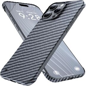 Ultra-Thin Frosted Soft Touch Skin Borderless Carbon Fiber Bump Texture Case for iPhone 16 Pro Phone Case 6.3"(2024) Slim Minimalist Lightweight Frameless Matte Hard Cover Case-Black