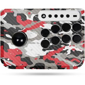 Carbon Fiber Gaming Skin Compatible with Hori Fighting Stick Mini (PS5, PS4, PC) - Red Camo - Premium 3M Vinyl Protective Wrap Decal Cover - Easy to Apply | Crafted in The USA by MightySkins