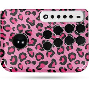 Carbon Fiber Gaming Skin Compatible with Hori Fighting Stick Mini (PS5, PS4, PC) - Pink Leopard - Premium 3M Vinyl Protective Wrap Decal Cover - Easy to Apply | Crafted in The USA by MightySkins