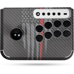 Carbon Fiber Gaming Skin Compatible with Hori Fighting Stick Mini (PS5, PS4, PC) - Thin Red Line - Premium 3M Vinyl Protective Wrap Decal Cover - Easy to Apply | Crafted in The USA by MightySkins
