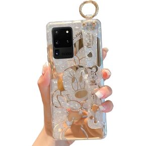 for Galaxy S24 Ultra Case Wrist Band Kickstand Cover Ultra Slim IMD Animal Pattern Shockproof Protection Holder Cover for Samsung Galaxy S24 Ultra 5G(Cartoon Characters)
