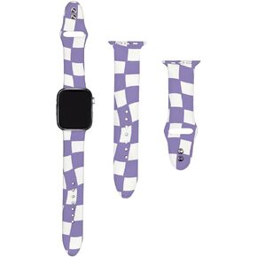 SEized Compatible with Apple Watch Band 40MM,60S Check Red Flower Wristband Black Sport Strap Soft silicone for Women Men,for iWatch Series 9 8 7 6 SE 5 4 3 2 1 Ultra