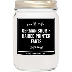 YouNique Designs German Shorthaired Pointer Gifts 8oz Dog Fart Candle, German Pointer Dog Candle Gift - German Pointer Dog Gifts for GSP Mom, GSP Dad - Pointer Dog Décor (Lavender & Vanilla)