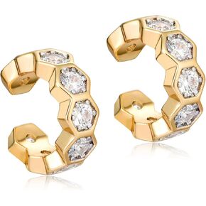 MEVECCO Gold Ear Cuffs Earrings for Women 18K Gold Plated Seashell Ear Cuff No Piercing Delicate Simple Minimalist Cubic Zircon Cuff Earrings Hypoallergenic Handmade Ear Jewelry Gift