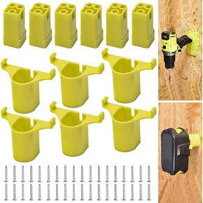 6+6 Tool and Battery Mounts/Holders Kit Compatible with Ryobi 18V Cordless Tool and Battery, Organize Ry-Obi 18V Tool And Battery Collection