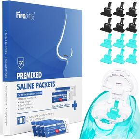 12 عبوة من عبوات السيليكون المالحة ومجموعة 100 كيس ملح، متوافقة مع Navage Nasal Care. تتضمن 100 عبوة ملحية لشطف الجيوب الأنفية + 12 وسادة ملح قابلة لإعادة الاستخدام باللونين الأسود والأزرق