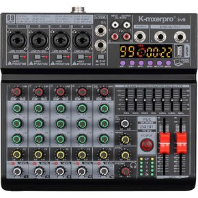8 Channel Professional Audio Mixer DJ Console Sound Board With 48V Phantom Power,USB Audio Interface For Live Show,Streaming Recording Music Stage Karaoke