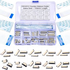 1mm Flexible Flat Cable Connectors Kit, 4/6/8/10/12/14/16/18/20/24Pin FFC FPC Ribbon Sockets with 150mm Flexible Ribbon Cable Same Side (1mm-SS-Kit)