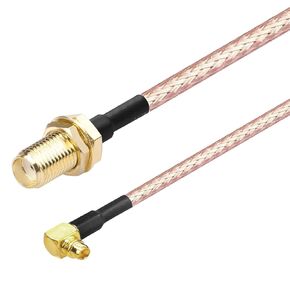 Oiyagai 2pcs RG316 Wire Jumper SMA Female to MMCX Male Right Angle with Connecting Line Coaxial Coax Cable Extender Cable Adapter Jumper (30cm/11.8")
