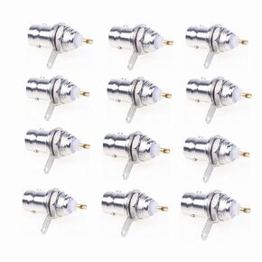 BNC Chassis Panel Mount Socket Female Jack Solder Type Connectors Adapter 12-Pack Used On Test Equipment