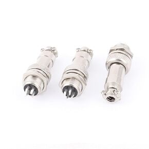 Uxcell GX12-4 4-Pin 12mm ذكر أنثى لوحة معدنية موصل الطيران 3 قطع