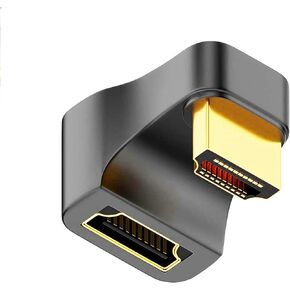 U Shape HDMI 2.1 Adapter Male to Female Standard HDMI Type A Adapter UHD 3D 8K@60Hz 180 Degree Down Angle for Laptop Projector TV PC