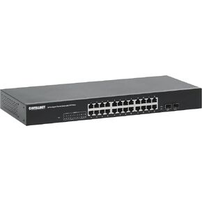Intellinet 24-Port Unmanaged Gigabit Ethernet Switch - 2 x 1Gbps SFP Ports, Rackmount / Desktop, Plug & Play, Green Ethernet, Autosensing Ports, Sturdy Metal, Fanless & Quiet - 561877