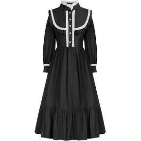 Scarlet Darkness Pioneer Girls Costume Kids Child Prairie Colonial Pilgrim Costumes Dress Blue 8Y