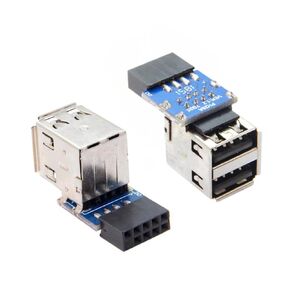 chenyang USB 2.0 Front Panel Header 9/10Pin 1 Male to 2 USB 2.0 Female Y Splitter Mainboard Header Port Extension Cable Adapter