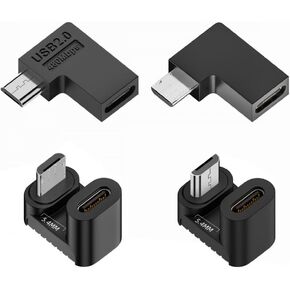 CY Adapter 4pcs/lot USB-C USB2.0 Type C Female to Micro USB Male Power Data Adapter 90/360 Degree Four Direction Angled Type