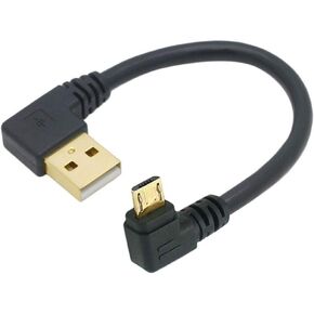 Micro USB Cable Right Angle 90 Degree Micro USB Android Charging Extension Cable,Micro-B Male to USB2.0 Cable Data line with Gold Plated Connector Left/Right Angled 5.9inch (0.15m)