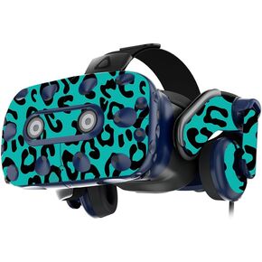 MightySkins Skin Compatible with HTC Vive Pro VR Headset - Teal Leopard | Protective, Durable, and Unique Vinyl Decal wrap Cover | Easy to Apply, Remove, and Change Styles | Made in The USA