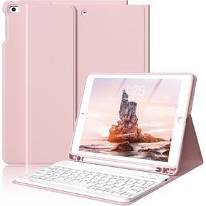 Keyboard Case for iPad 9.7 inch iPad 6th/5th Generation 2018/2017, iPad Air 2/iPad Air, Detachable Wireless Bluetooth Keyboard, Stand Folio Cover with Pencil Holder, Auto Sleep/Wake, Sky Blue