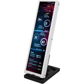 Computer Temp Monitor, 3.5in USB Type C IPS Mini Screen Display, PC Temperature Display for CPU Hard Disk Data Monitor (White Set)