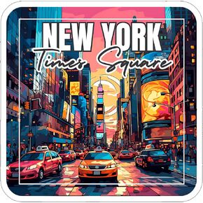 Times Square New York Sticker Weatherproof Vintage Decal Vinyl Small Waterproof for Water Bottle Mug Passport Scrapbook Notebook Laptop Tumbler Skateboard Computer Phone 4" ID44990