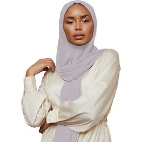 VOILE CHIC Small Luxury Chiffon Hijab Scarf for Women - Made in Turkey - Muslim Head Scarf Wrap - Warm Gray