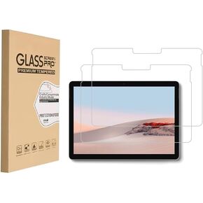 واقي شاشة لجهاز Microsoft Surface Go 4/3/ 2/Surface Go (2021/2020) مقاس 10.5 بوصة، طبقة من الزجاج المقوى مضادة للخدش، خالية من الفقاعات، عالية الوضوح (عبوتان)