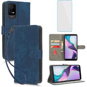 for TCL ION X/TCL ION V Wallet Case with Screen Protector [RFID Blocking] Leather Case Card Holder Cell Phone Cover for TCL IONX IONV T430W T430M -Blue