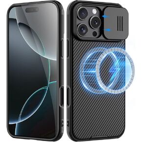 Nillkin for iPhone 16 Pro Case,Compatible with MagSafe, CamShield Pro 16 Pro 5G Phone Case with Camera Cover,Car Magnetic Mount Case 6.3’’, Built-in Magnet (Magnetic Black)