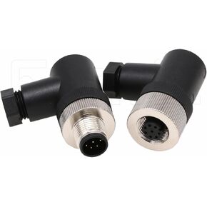 Eonvic 2pcs M12 5 Pin Female A Code Circular Aviation Plug Industrial Sensor Connector Waterproof Right Angle 12mm Connector Plug Cable Adapter for NMEA 2000 Field Installable Garmin Networks