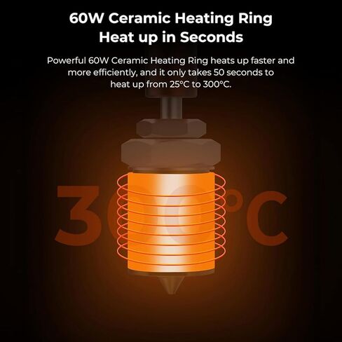 HysiPrui 3D Printer Assembled Ceramic Hot End Kit - High Temperature Resistance to 300°C Hotend/Printhead Replacement with Low Friction Brass Nozzle, for K1/K1 MAX/Ender 3 V3 KE/CR10 SE in Saudi Arabia