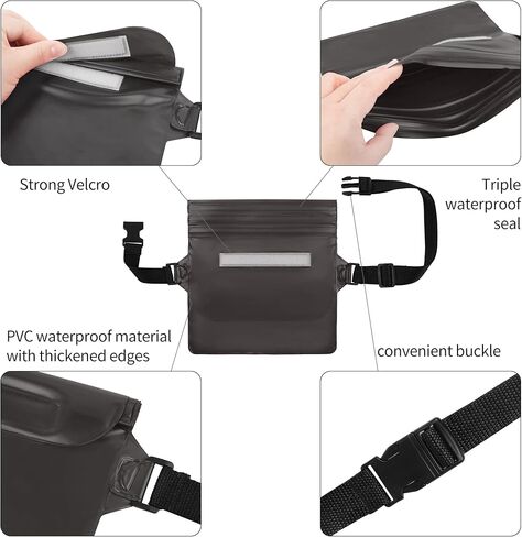 jealkip Waterproof Pouch with Adjustable Waist Strap, Waterproof Dry Bag, Keeps Cell Phones and Valuables Safe and Dry, Perfect for Kayaking, Beach, Camping and Swimming (Dark Blue) in Saudi Arabia