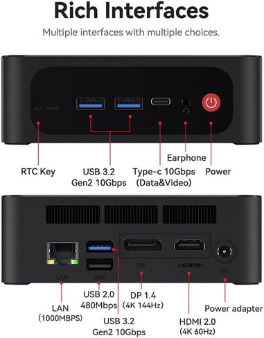 Beelink SER6 Mini PC, AMD Ryzen 9 6900HX(Up to 4.9GHz) 8C/16T, Mini Desktop Computer 16GB DDR5 RAM 500GB M.2 NVMe SSD, Small Gaming PC 4K@144Hz Triple Display/BT5.2/WiFi6/Office/Home/HTPC/W11 Pro in Kuwait