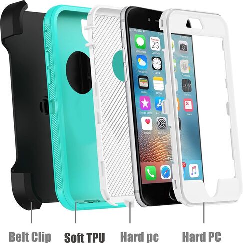 حافظة Annymall متوافقة مع هاتف iPhone 8 وiPhone 7، شديدة التحمل [مع مسند] [واقي شاشة مدمج] غطاء متين 4 في 1 مقاوم للصدمات لهاتف Apple iPhone 7 / iPhone 8 in Kuwait