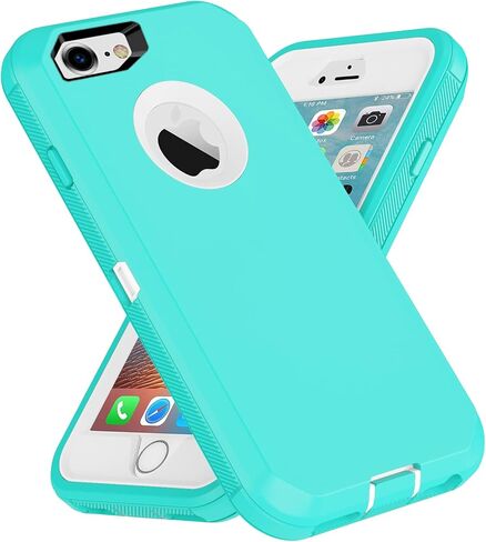 حافظة Annymall متوافقة مع هاتف iPhone 8 وiPhone 7، شديدة التحمل [مع مسند] [واقي شاشة مدمج] غطاء متين 4 في 1 مقاوم للصدمات لهاتف Apple iPhone 7 / iPhone 8 in Kuwait