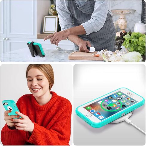 حافظة Annymall متوافقة مع هاتف iPhone 8 وiPhone 7، شديدة التحمل [مع مسند] [واقي شاشة مدمج] غطاء متين 4 في 1 مقاوم للصدمات لهاتف Apple iPhone 7 / iPhone 8 in Kuwait