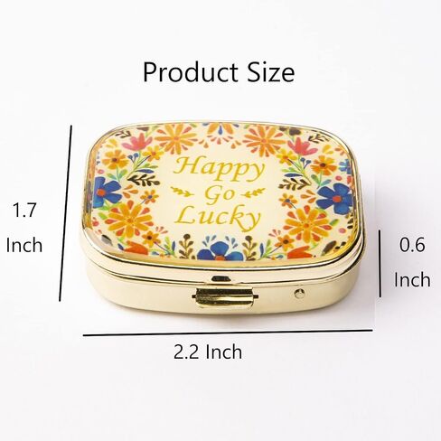 AmyZone Metal Pill Organizer Vintage Portable Compact Pill Box Pill Casefor Purse/Pocket to Contain Vitamins/Tylenol/Fish Oil/Supplements/Meds/Tablet (Happy Pills-Love Heart) in Saudi Arabia
