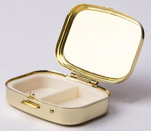 AmyZone Metal Pill Organizer Vintage Portable Compact Pill Box Pill Casefor Purse/Pocket to Contain Vitamins/Tylenol/Fish Oil/Supplements/Meds/Tablet (Happy Pills-Love Heart) in Saudi Arabia