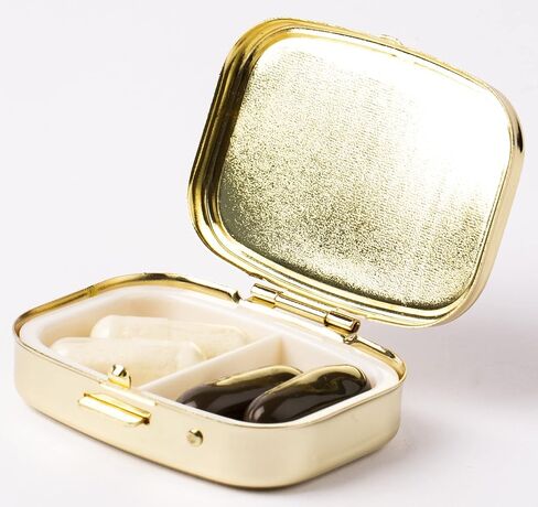 AmyZone Metal Pill Organizer Vintage Portable Compact Pill Box Pill Casefor Purse/Pocket to Contain Vitamins/Tylenol/Fish Oil/Supplements/Meds/Tablet (Happy Pills-Love Heart) in Saudi Arabia
