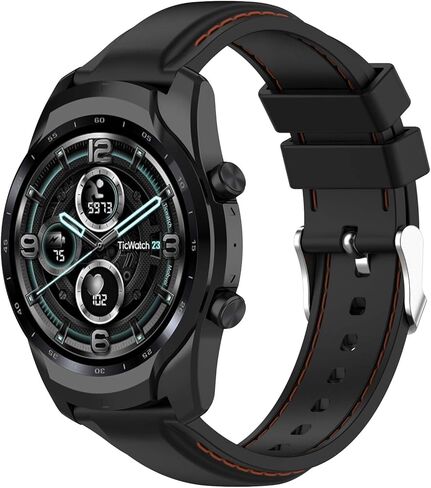 LOKEKE for TicWatch Pro 3 Replacement Wrist Band - 22MM Replacement Silicone Wrist Watch Band Strap For TicWatch Pro 3/3 LTE(Silicone Black) in Kuwait