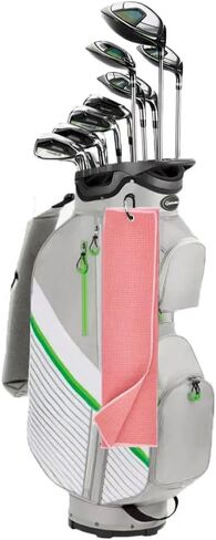 HYYPME 2 Pack Tri-fold Golf Towel Set, Microfiber Fabric Waffle Pattern Towels, Outdoor Sport Towels Heavy Duty Carabiner Clip (2 Pcs) (Pink+Turquoise Blue) in Saudi Arabia