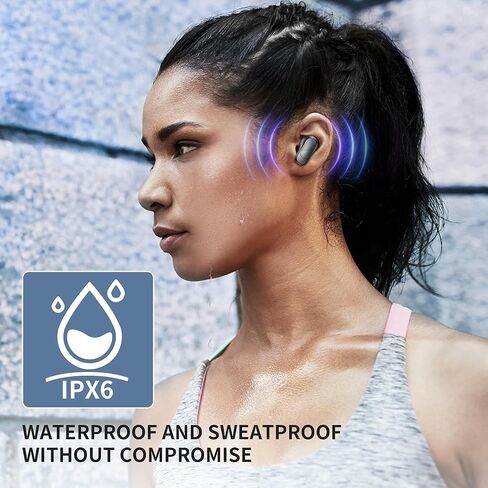 سماعات أذن لاسلكية حقيقية من BUGANI، سماعات أذن بلوتوث مع باس عميق، سماعات أذن ENC لإلغاء الضوضاء مع وقت تشغيل 24 ساعة، شحن سريع، بلوتوث 5.3، مقاومة للماء IPX6، ملاءمة آمنة للعمل الرياضي in Kuwait