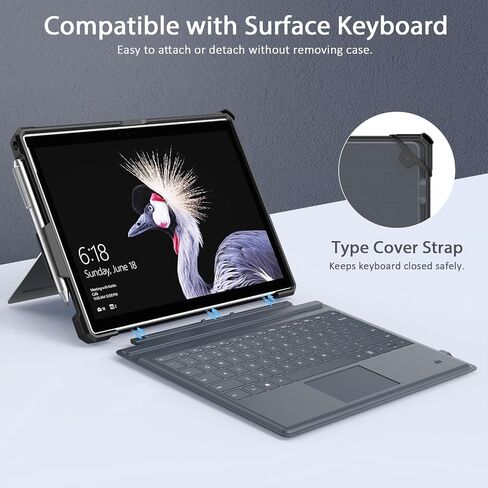 حافظة TiMOVO لجهاز Microsoft Surface Pro 7 / Pro 7 Plus/Pro 6 / Pro 5 / Pro 4 / Pro LTE، حافظة حماية متينة مع حامل قلم وحزام يد مرن، متوافقة مع لوحة مفاتيح نوع الغطاء in Saudi Arabia
