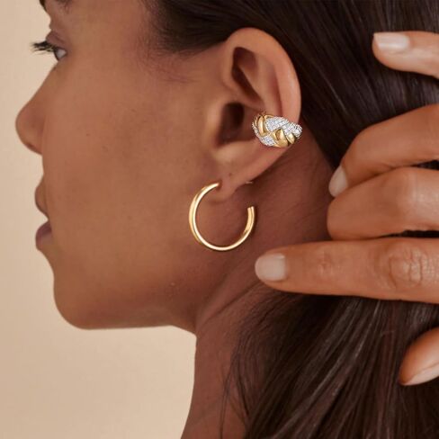 MEVECCO Gold Ear Cuffs Earrings for Women 18K Gold Plated Seashell Ear Cuff No Piercing Delicate Simple Minimalist Cubic Zircon Cuff Earrings Hypoallergenic Handmade Ear Jewelry Gift in Saudi Arabia