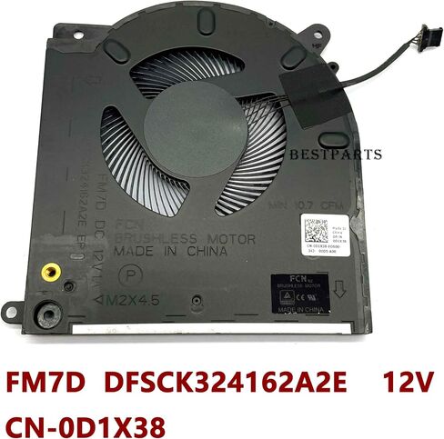 قطعة بديلة جديدة لمروحة تبريد وحدة المعالجة المركزية + وحدة معالجة الرسومات من BestParts لجهاز Dell Alienware M15 R3 (سلسلة RTX 20)، P/N: 0D1X38 0TG9V0 in Saudi Arabia