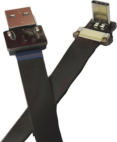 كابل طويل أسود FFC USB C FPV مسطح رفيع وشريط FPC USB من النوع C 90 درجة إلى USB A القياسي للمزامنة والشحن (50 سم) in Kuwait