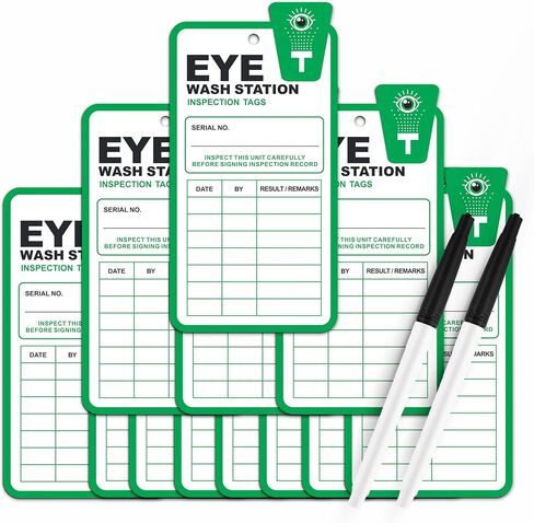 Eye Wash Station Inspection Tags 25 Pack, Plastic Eyewash Station Test Record Tags, Monthly Eye Wash Station Inspection Sheet for Eye Wash Station/Emergency Shower, OSHA Approved, Waterproof in Saudi Arabia