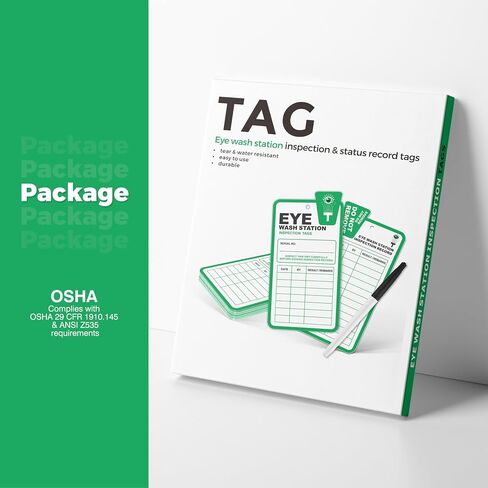 Eye Wash Station Inspection Tags 25 Pack, Plastic Eyewash Station Test Record Tags, Monthly Eye Wash Station Inspection Sheet for Eye Wash Station/Emergency Shower, OSHA Approved, Waterproof in Saudi Arabia