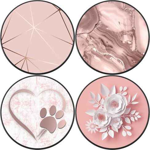 Foldable Cell Phone Stand Holder for Smartphone (4 Pack) - Geometric Rose Gold Marble Heart Black White in Saudi Arabia