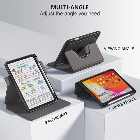 Rotating Case for iPad 10th Generation 10.9 Inch Tablet (2022 Model) Cover with Pencil Holder - 360 Degree Rotating Multi-Angle Viewing Protective Stand Cover with Auto Sleep/Wake,Black in Saudi Arabia